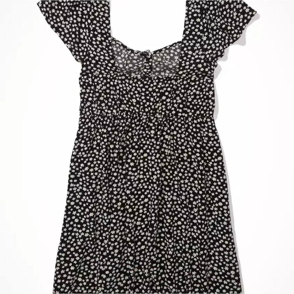 American Eagle Printed Cinch-Front Mini  Dress